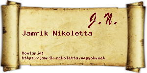 Jamrik Nikoletta névjegykártya